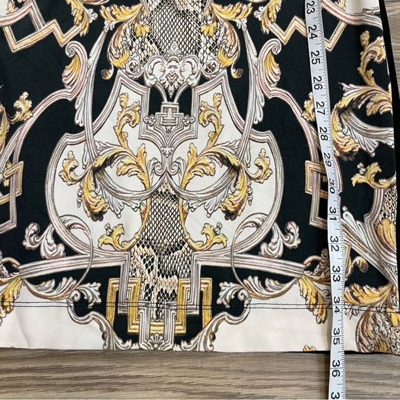 Roberto Cavalli Just Cavalli Black & Gold Baroque Printed Scuba Dress - Picture 9 of 12
